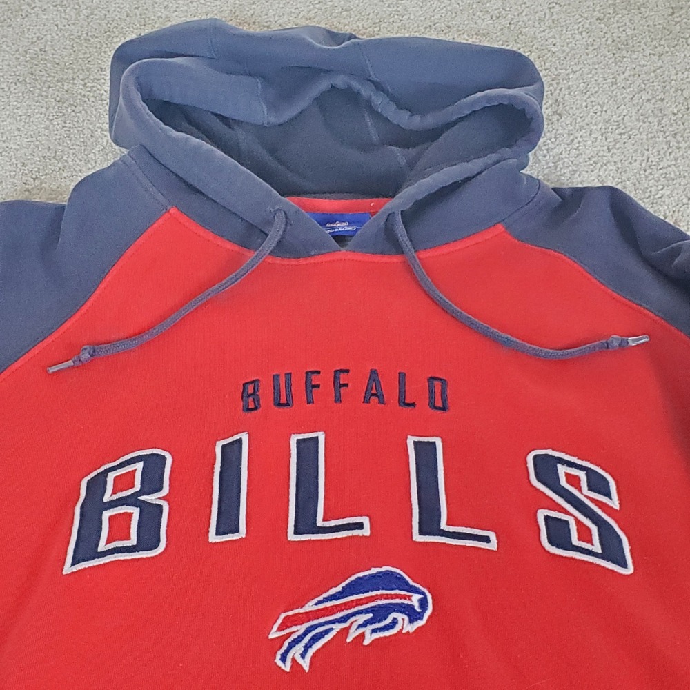 Reebok Buffalo Bills Hoodie Men's Medium Red Navy Blue NFL Hooded Sweatshirt